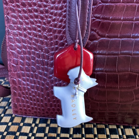 Radley London Burgundy Croc Embossed Cross Body Purse Bad Satchel EUC - Picture 2 of 16